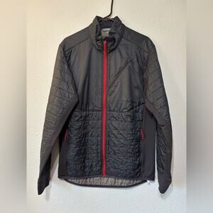 Icebreaker Merino Wool Helix Long Sleeve Quilted Puffer Jacket Navy & Red L